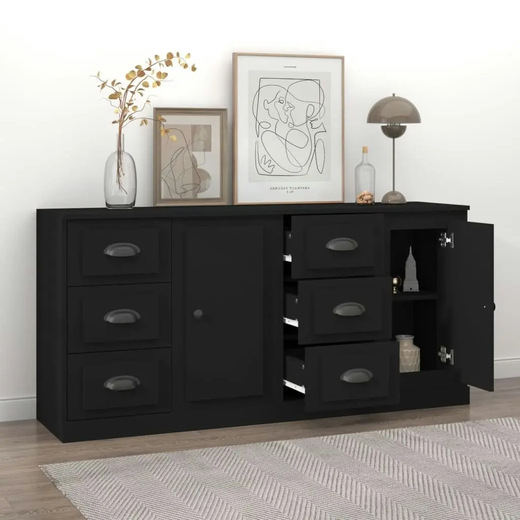 Sideboards 2 pcs Black Engineered Wood 3185224