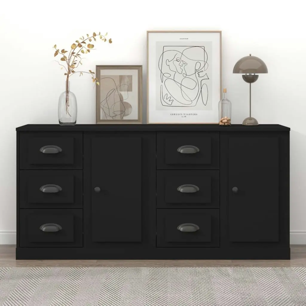 Sideboards 2 pcs Black Engineered Wood 3185224