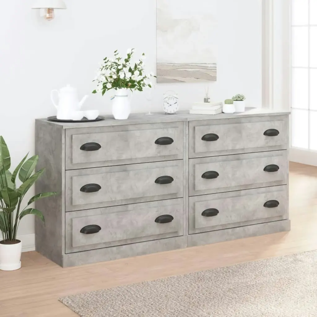 Sideboards 2 pcs Concrete Grey Engineered Wood 3185243