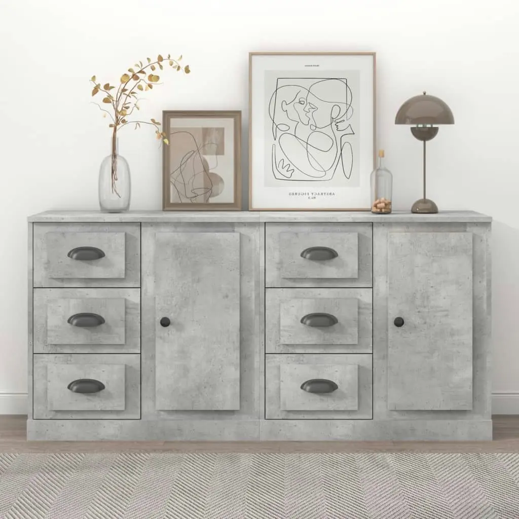 Sideboards 2 pcs Concrete Grey Engineered Wood 3185227