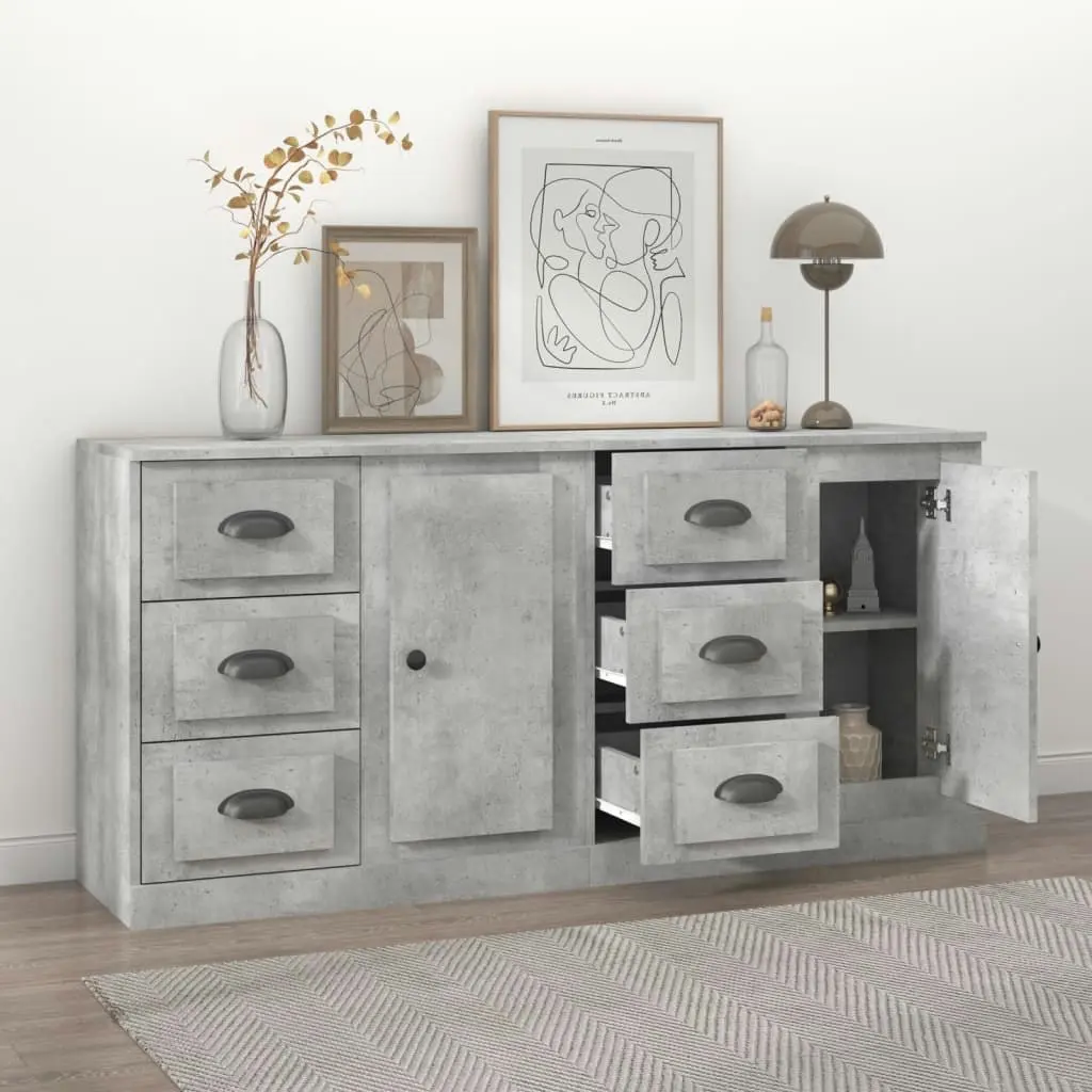 Sideboards 2 pcs Concrete Grey Engineered Wood 3185227