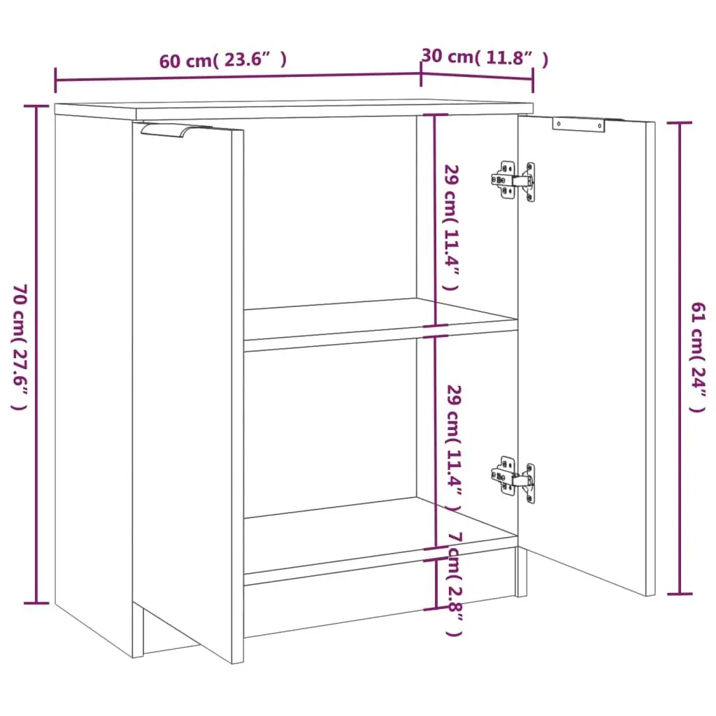 Sideboards 2 pcs Grey Sonoma 60x30x70 cm Engineered Wood 3115778