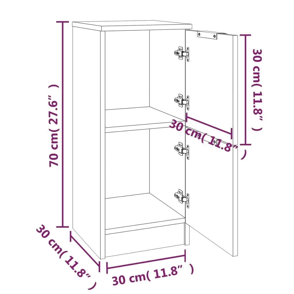 Sideboards 2 pcs Grey Sonoma 30x30x70 cm Engineered Wood 817021