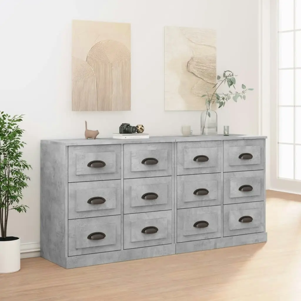 Sideboards 2 pcs Concrete Grey Engineered Wood 3185283