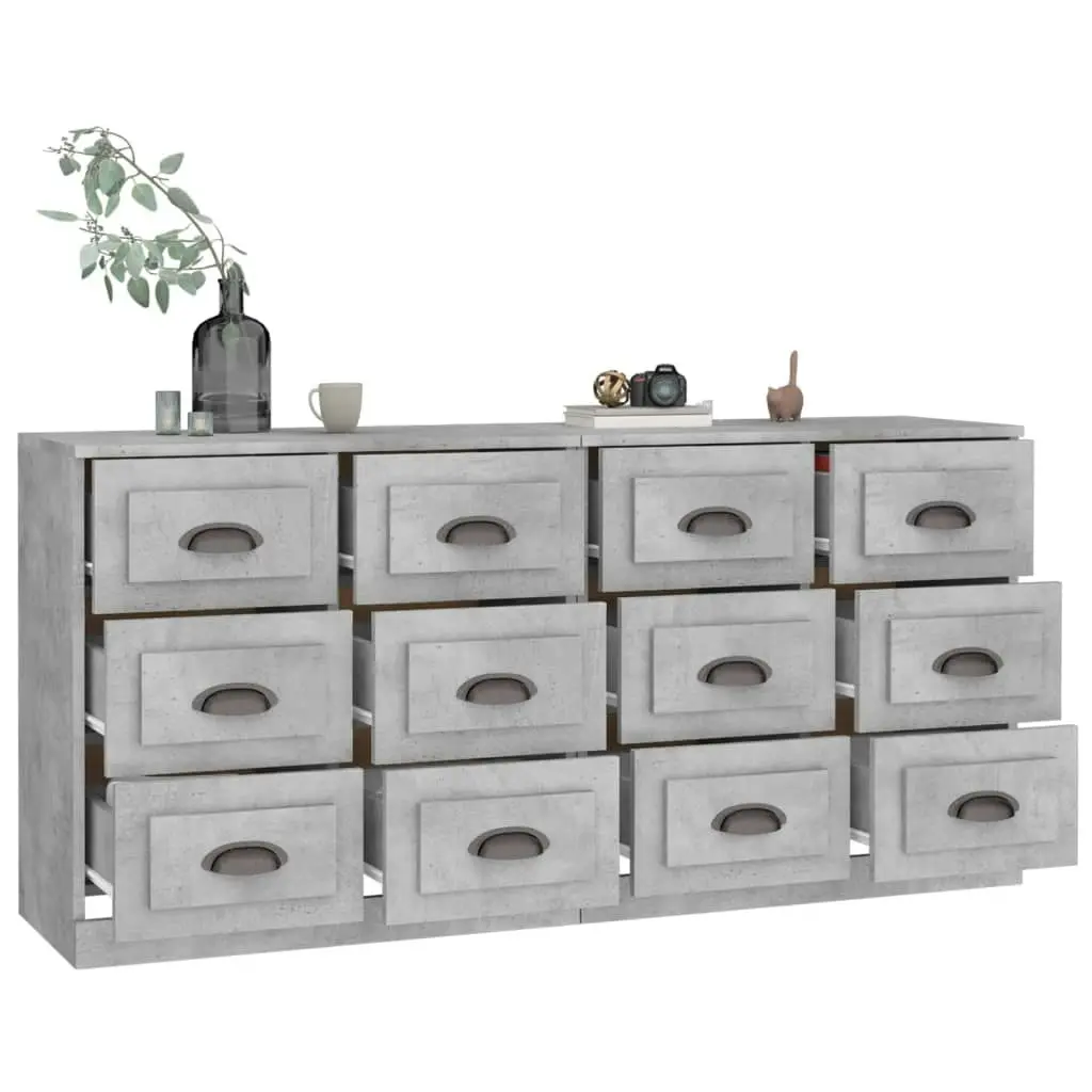 Sideboards 2 pcs Concrete Grey Engineered Wood 3185283