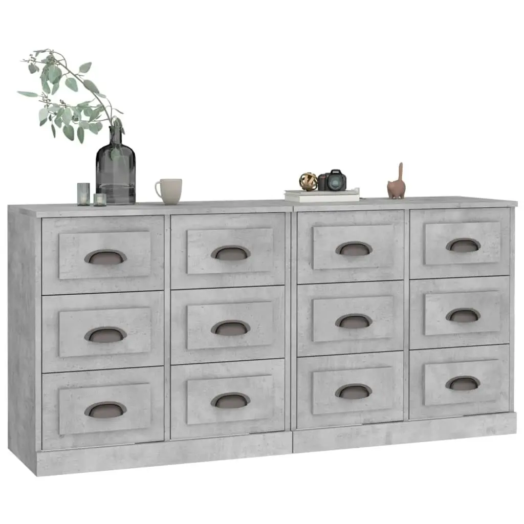 Sideboards 2 pcs Concrete Grey Engineered Wood 3185283