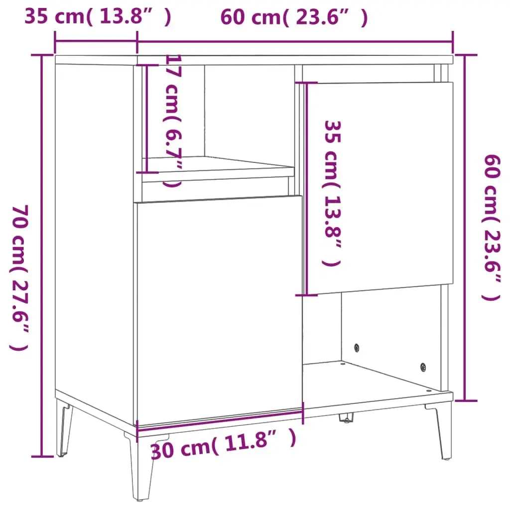 Sideboards 2 pcs Grey Sonoma 60x35x70 cm Engineered Wood 3185733