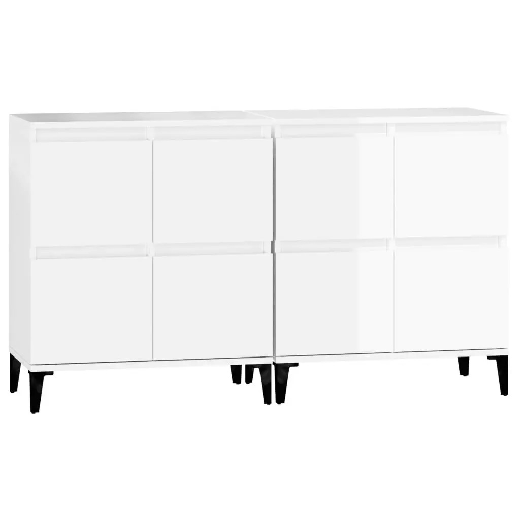 Sideboards 2 pcs High Gloss White 60x35x70 cm Engineered Wood 3185761