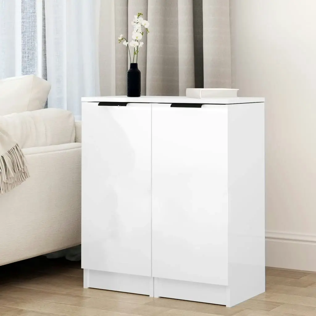 Sideboards 2 pcs High Gloss White 30x30x70 cm Engineered Wood 811146