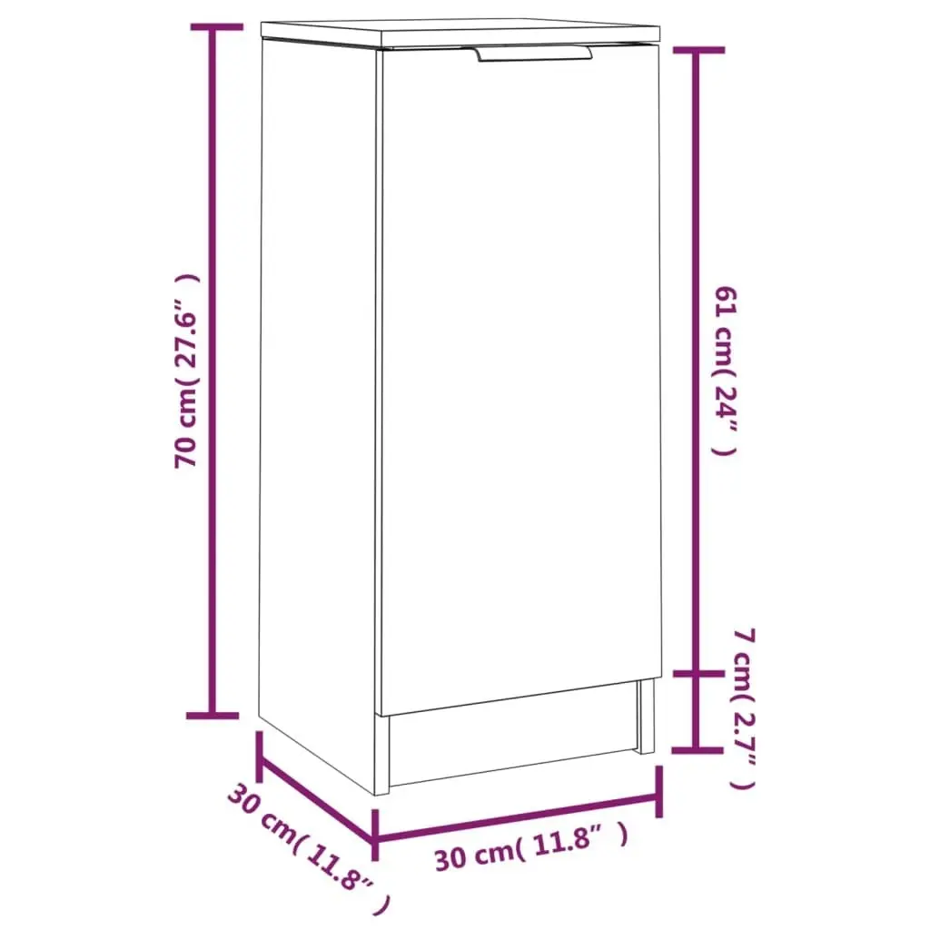 Sideboards 2 pcs High Gloss White 30x30x70 cm Engineered Wood 811146