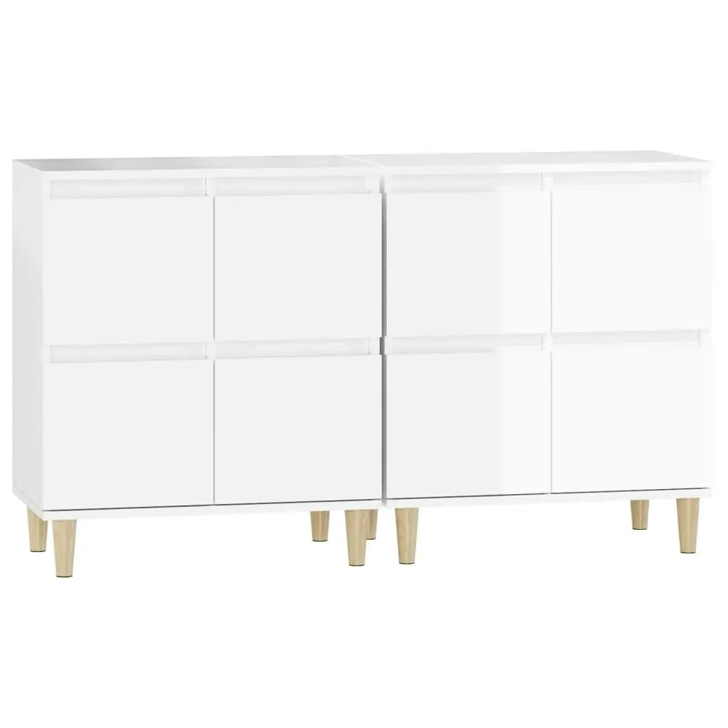 Sideboards 2 pcs High Gloss White 60x35x70 cm Engineered Wood 3185753