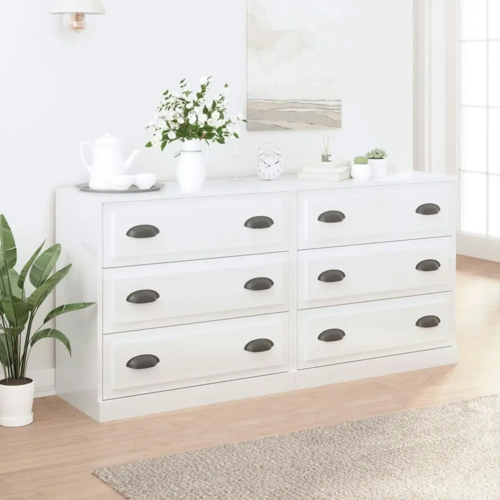 Sideboards 2 pcs High Gloss White Engineered Wood 3185241