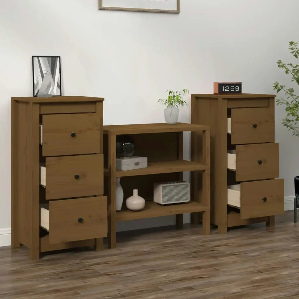 Sideboards 2 pcs Honey Brown 40x35x80 cm Solid Wood Pine 813746