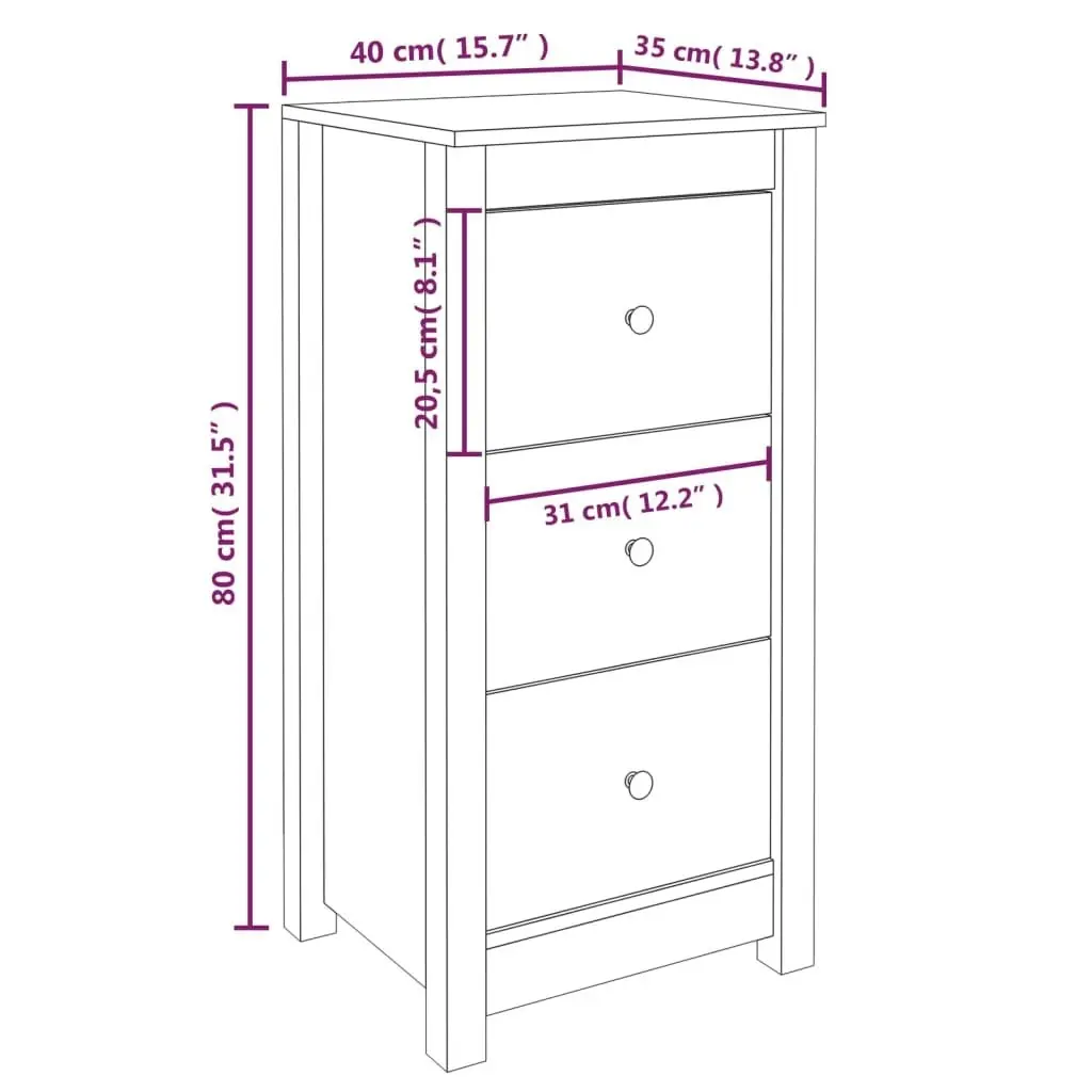 Sideboards 2 pcs Honey Brown 40x35x80 cm Solid Wood Pine 813746