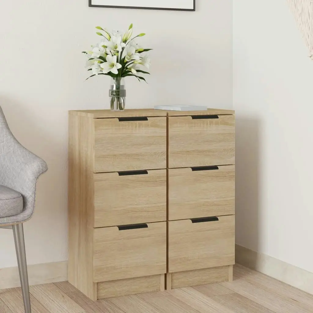 Sideboards 2 pcs Sonoma Oak 30x30x70 cm Engineered Wood 811158