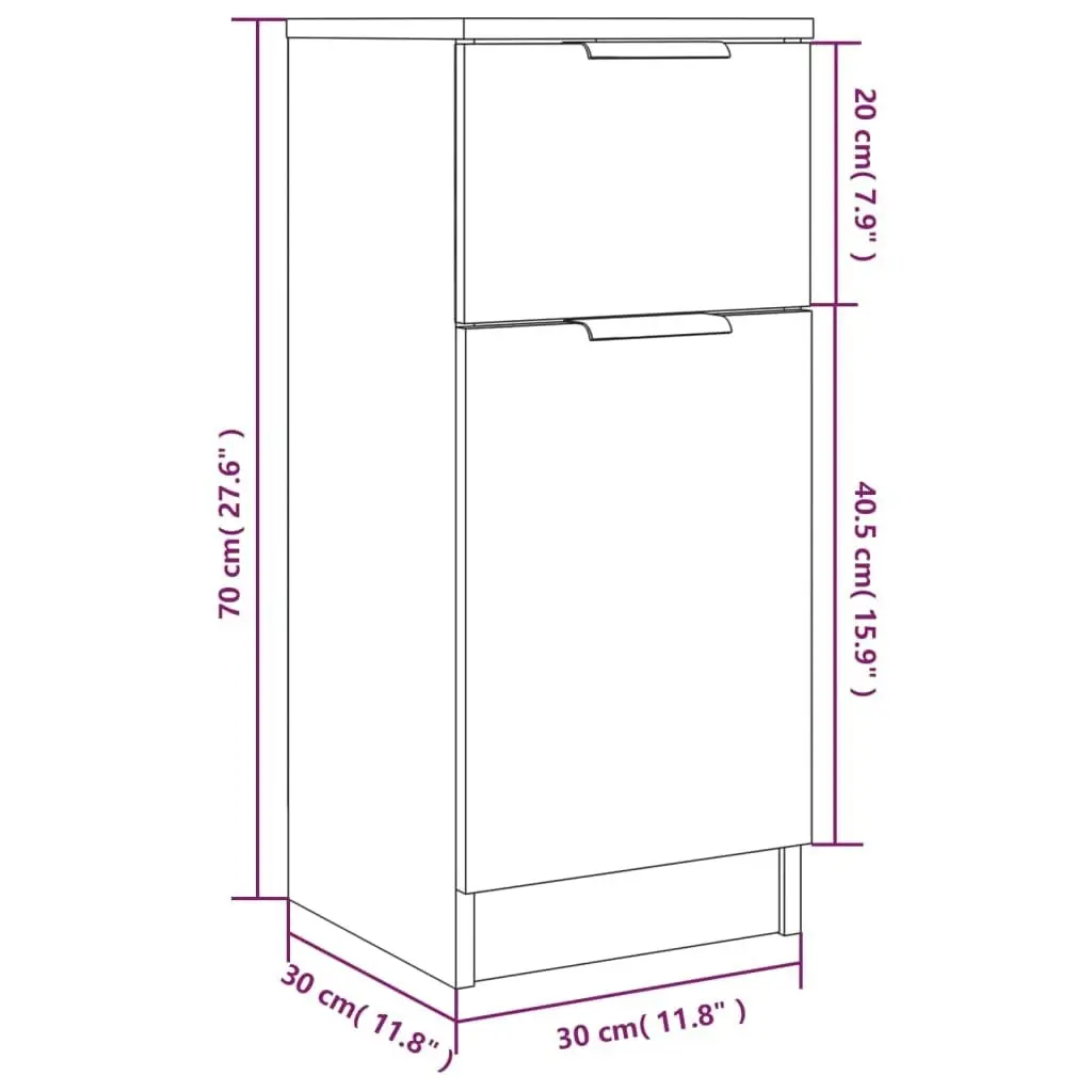 Sideboards 2 pcs Smoked Oak 30x30x70 cm Engineered Wood 817001