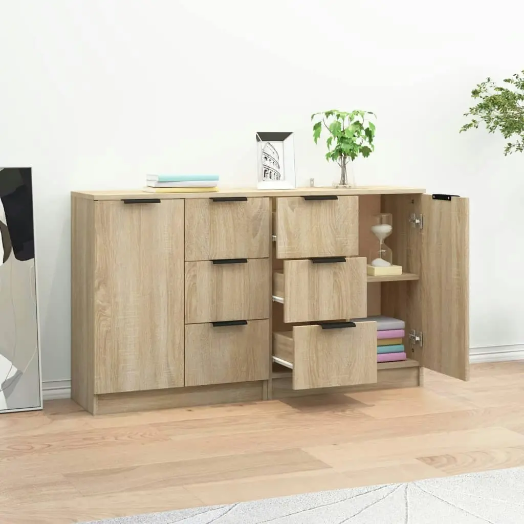 Sideboards 2 pcs Sonoma Oak 60x30x70 cm Engineered Wood 3115790