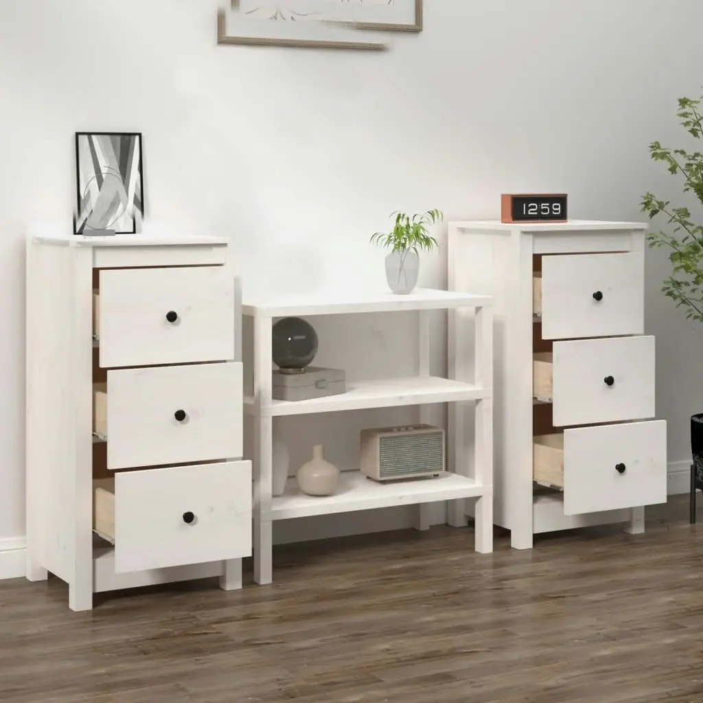 Sideboards 2 pcs White 40x35x80 cm Solid Wood Pine 813742