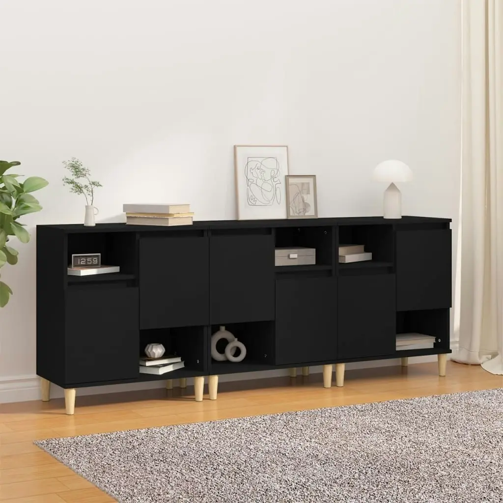 Sideboards 3 pcs Black 60x35x70 cm Engineered Wood 3185736