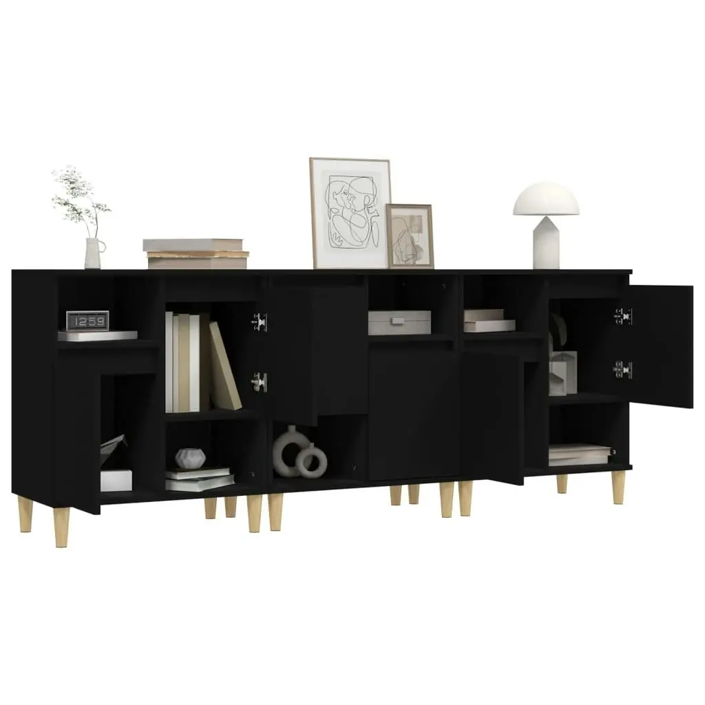 Sideboards 3 pcs Black 60x35x70 cm Engineered Wood 3185736