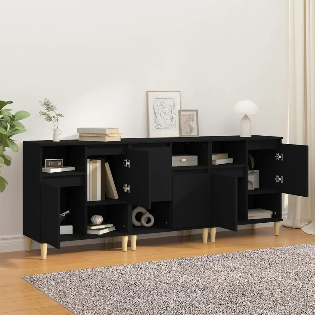 Sideboards 3 pcs Black 60x35x70 cm Engineered Wood 3185736