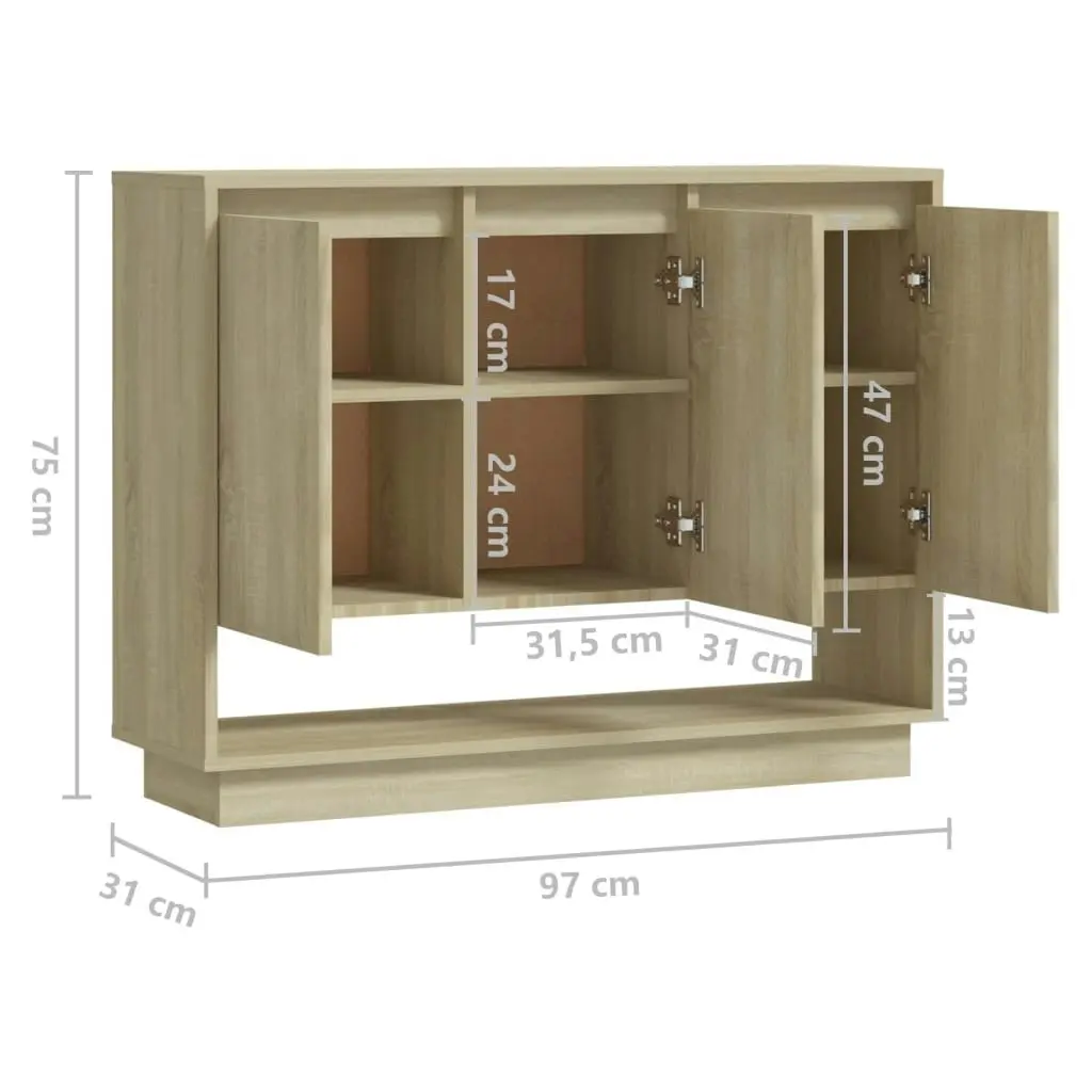 Sideboard Sonoma Oak 97x31x75 cm Engineered Wood 809533