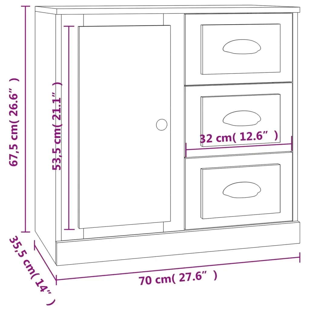 Sideboards 2 pcs White Engineered Wood 3185223