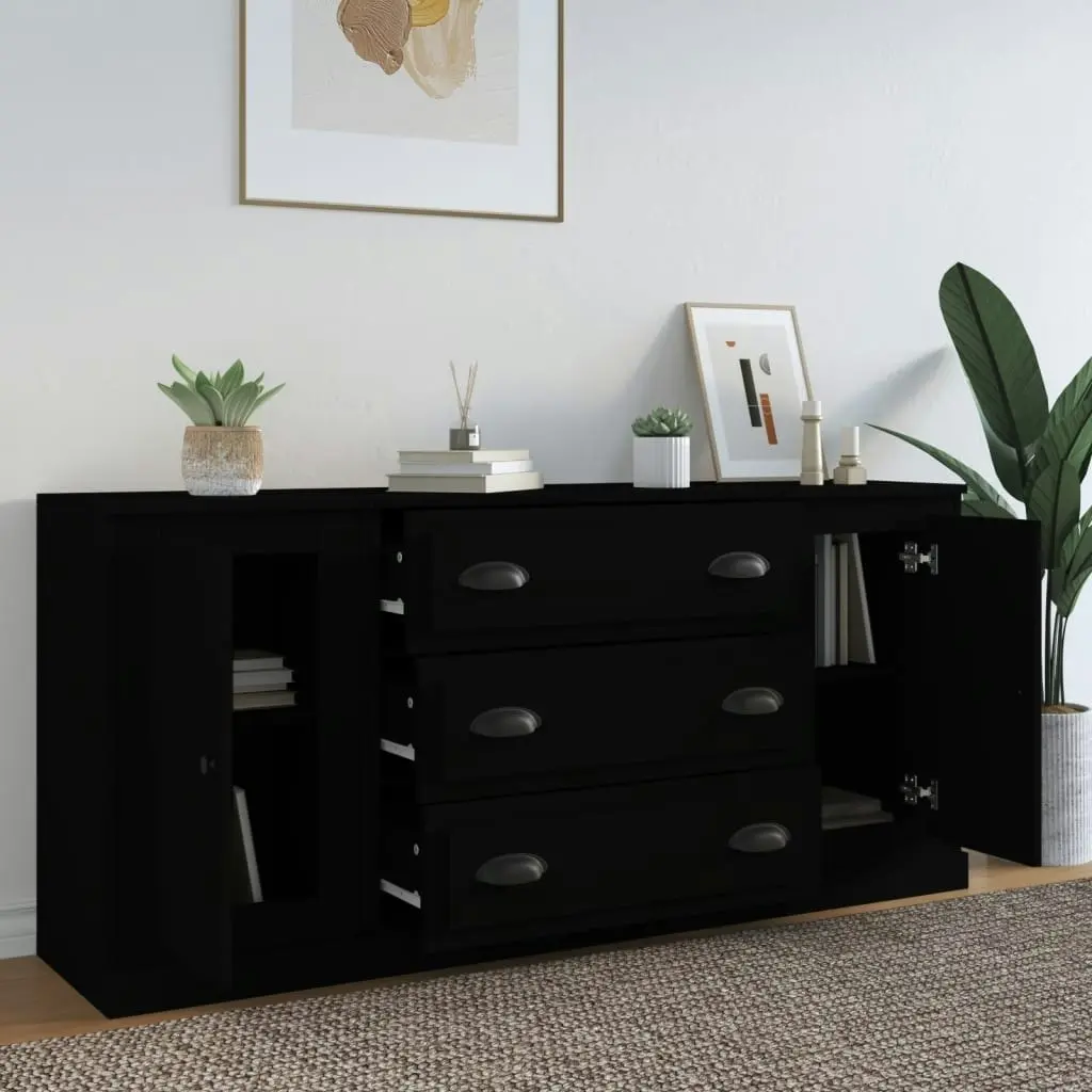 Sideboards 3 pcs Black Engineered Wood 3185248