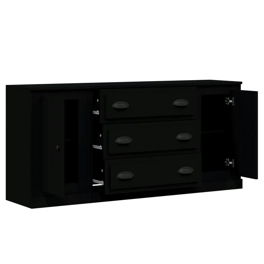 Sideboards 3 pcs Black Engineered Wood 3185248