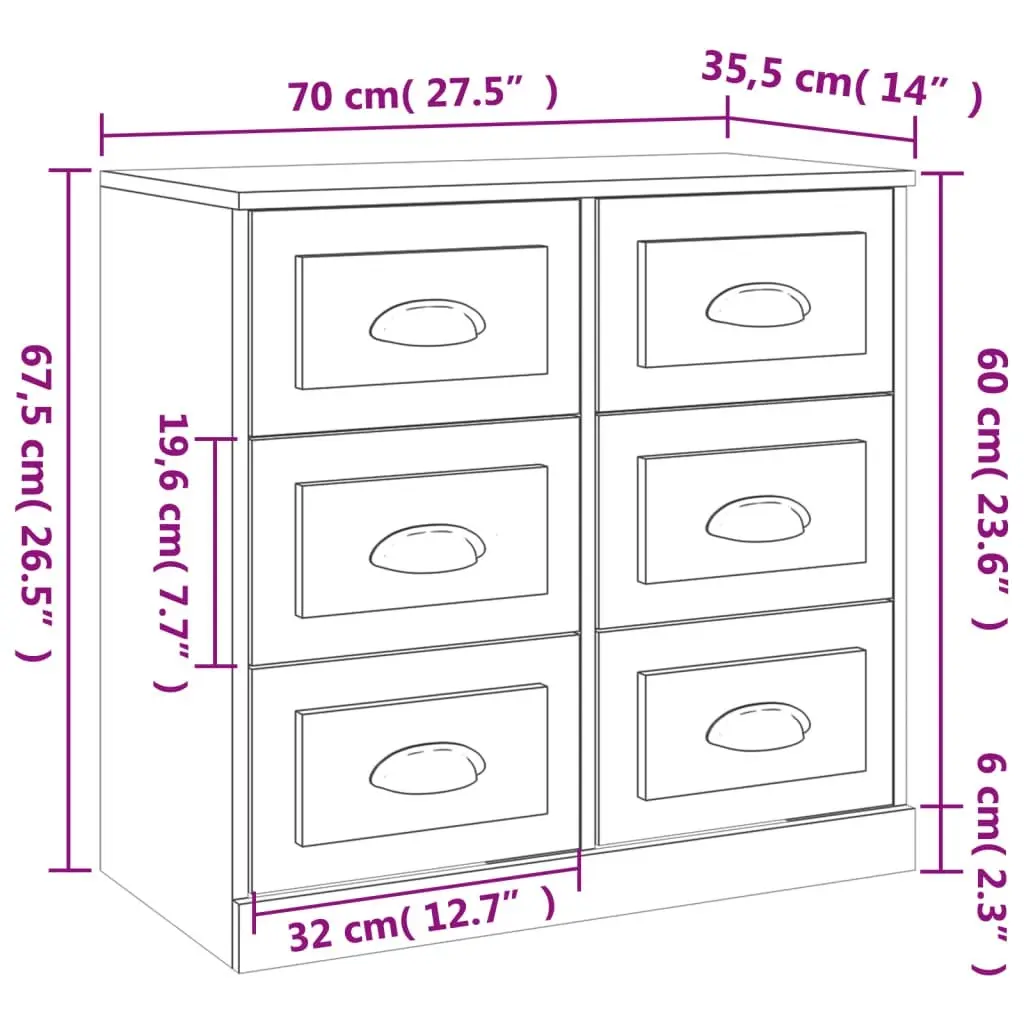 Sideboards 2 pcs White Engineered Wood 3185279