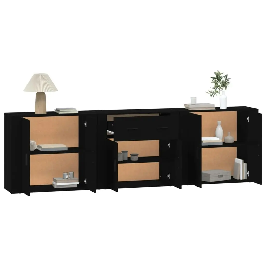 Sideboards 3 pcs Black Engineered Wood 3185416