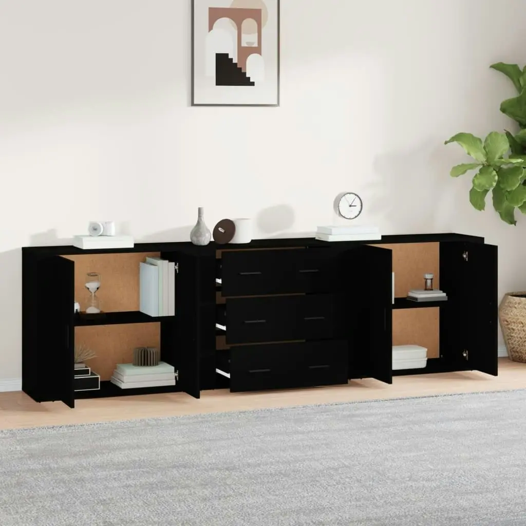 Sideboards 3 pcs Black Engineered Wood 3185400