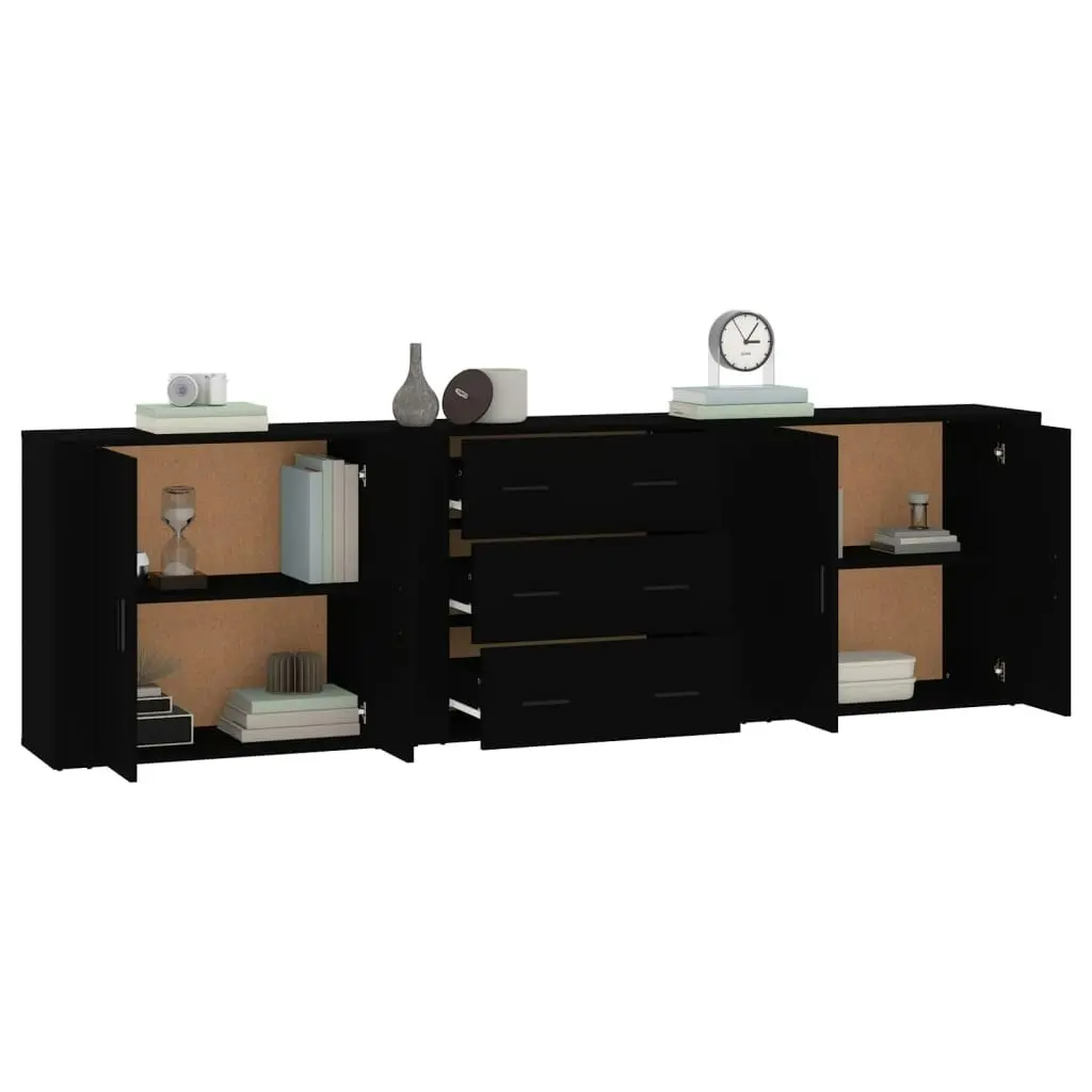 Sideboards 3 pcs Black Engineered Wood 3185400