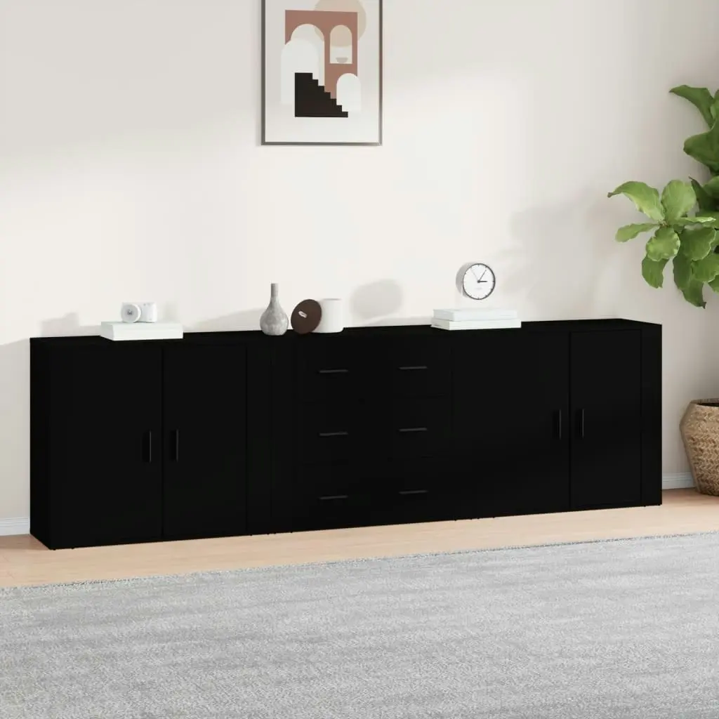 Sideboards 3 pcs Black Engineered Wood 3185400