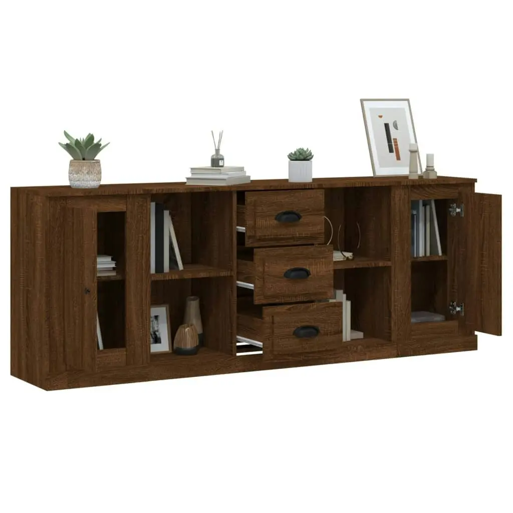 Sideboards 3 pcs Brown Oak Engineered Wood 3185262