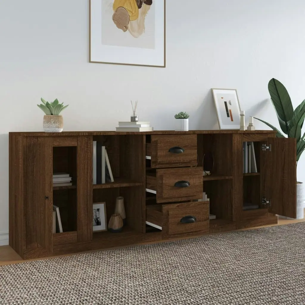 Sideboards 3 pcs Brown Oak Engineered Wood 3185262