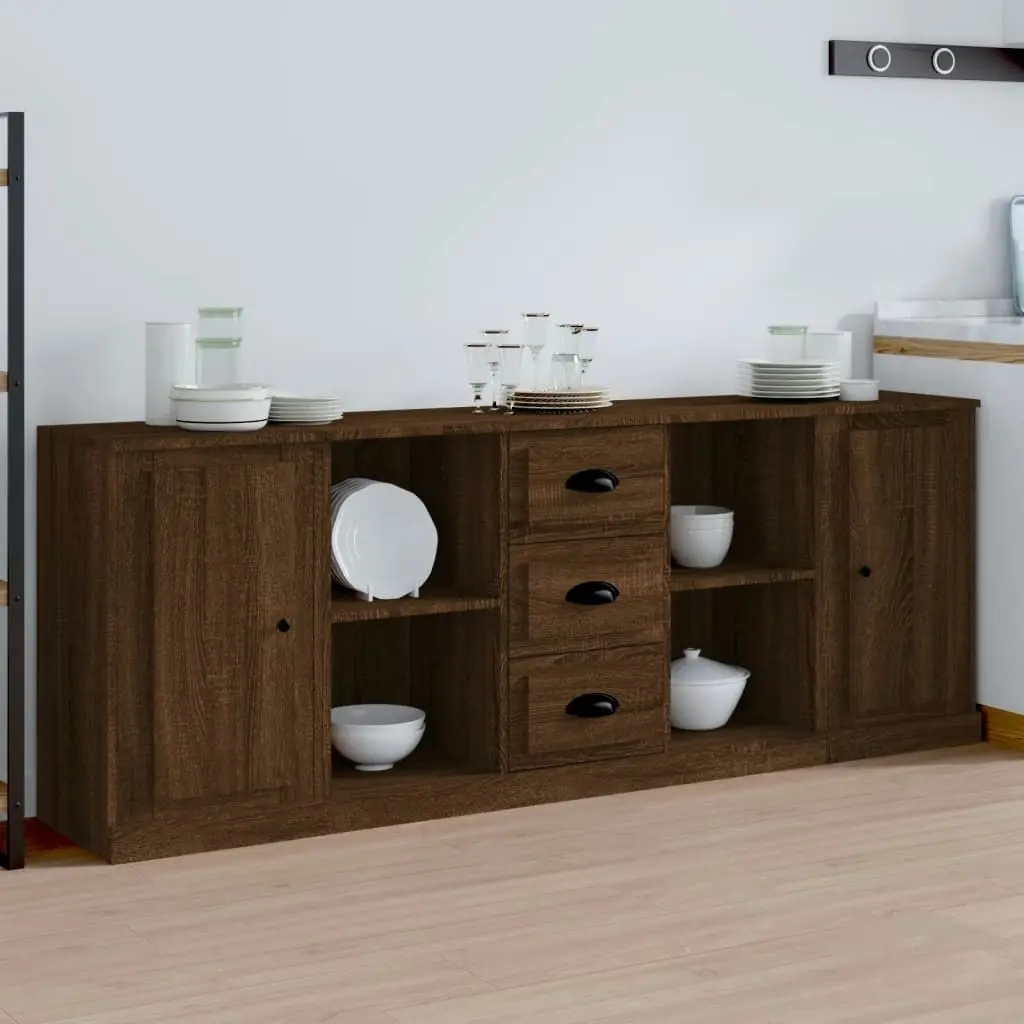 Sideboards 3 pcs Brown Oak Engineered Wood 3185262