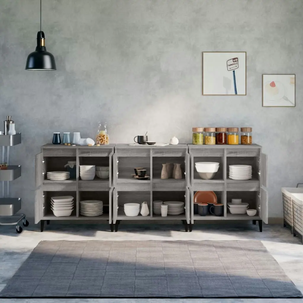 Sideboards 3 pcs Grey Sonoma 60x35x70 cm Engineered Wood 3185781