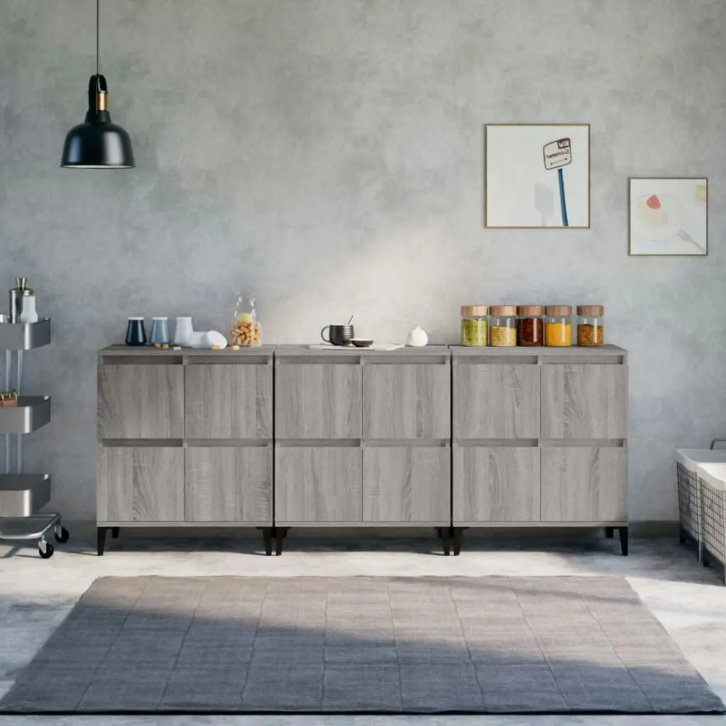 Sideboards 3 pcs Grey Sonoma 60x35x70 cm Engineered Wood 3185781