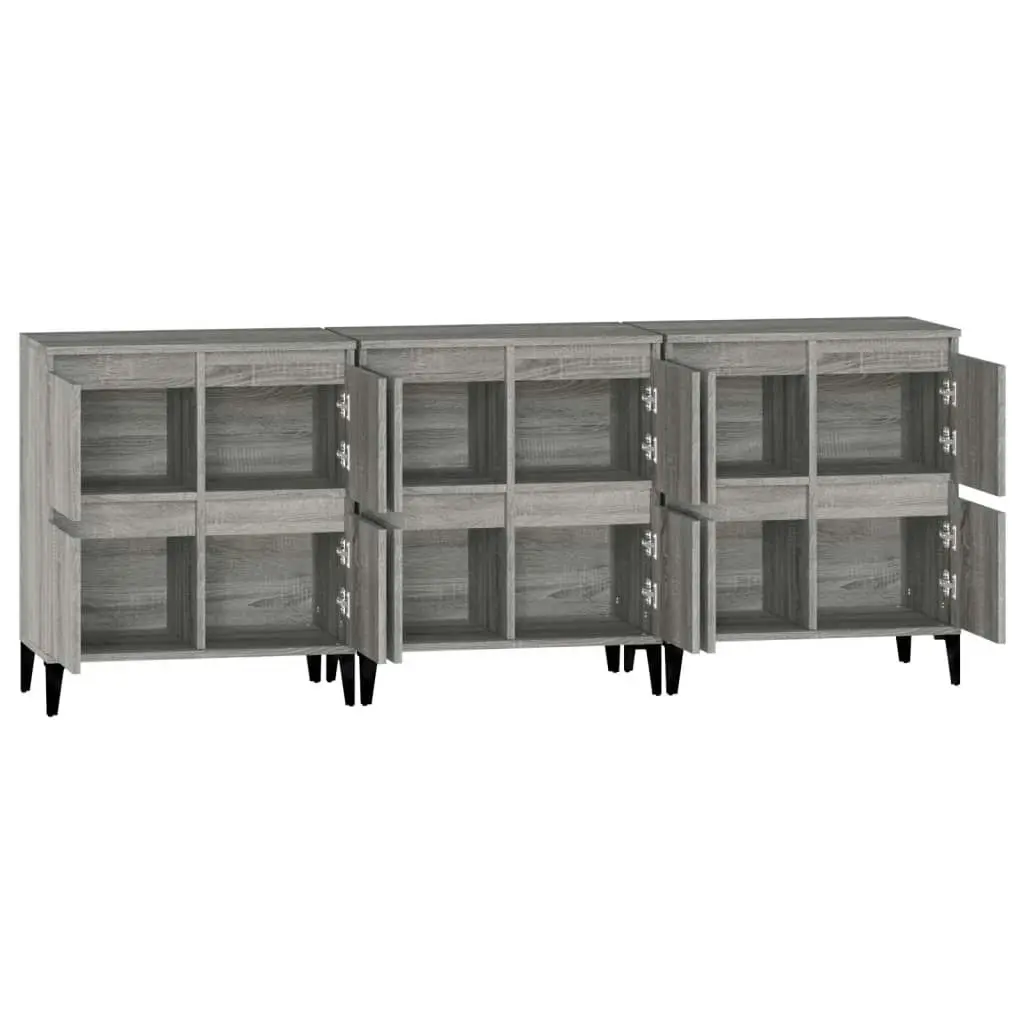 Sideboards 3 pcs Grey Sonoma 60x35x70 cm Engineered Wood 3185781