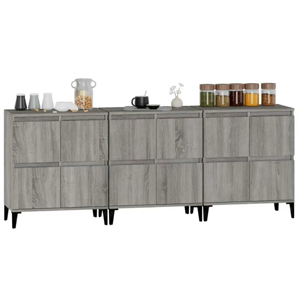 Sideboards 3 pcs Grey Sonoma 60x35x70 cm Engineered Wood 3185781