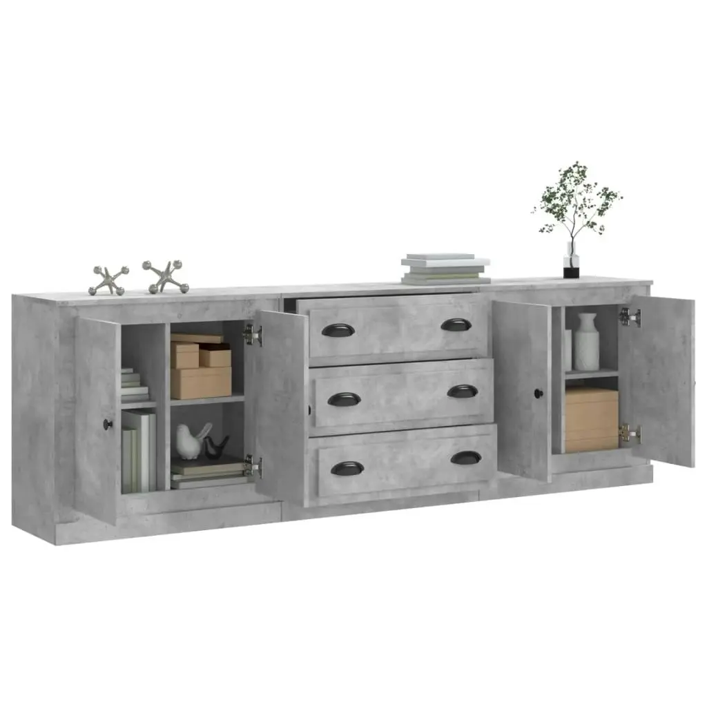 Sideboards 3 pcs Concrete Grey Engineered Wood 3185219