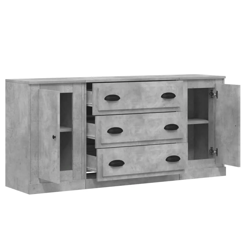 Sideboards 3 pcs Concrete Grey Engineered Wood 3185251