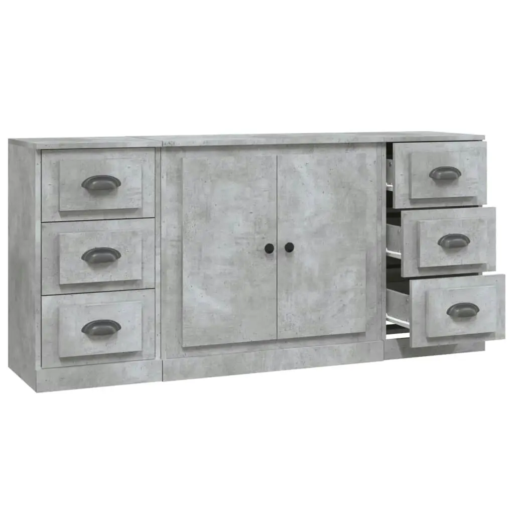 Sideboards 3 pcs Concrete Grey Engineered Wood 3185235