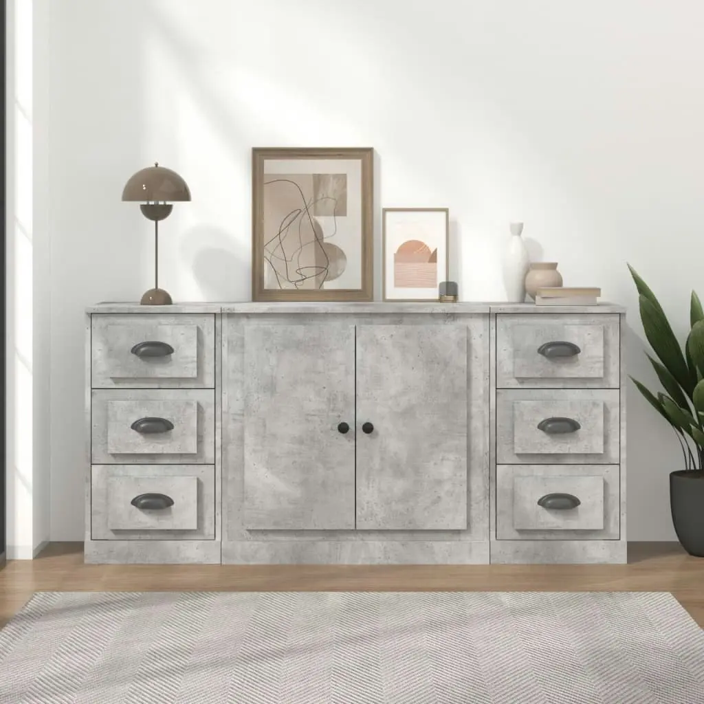 Sideboards 3 pcs Concrete Grey Engineered Wood 3185235