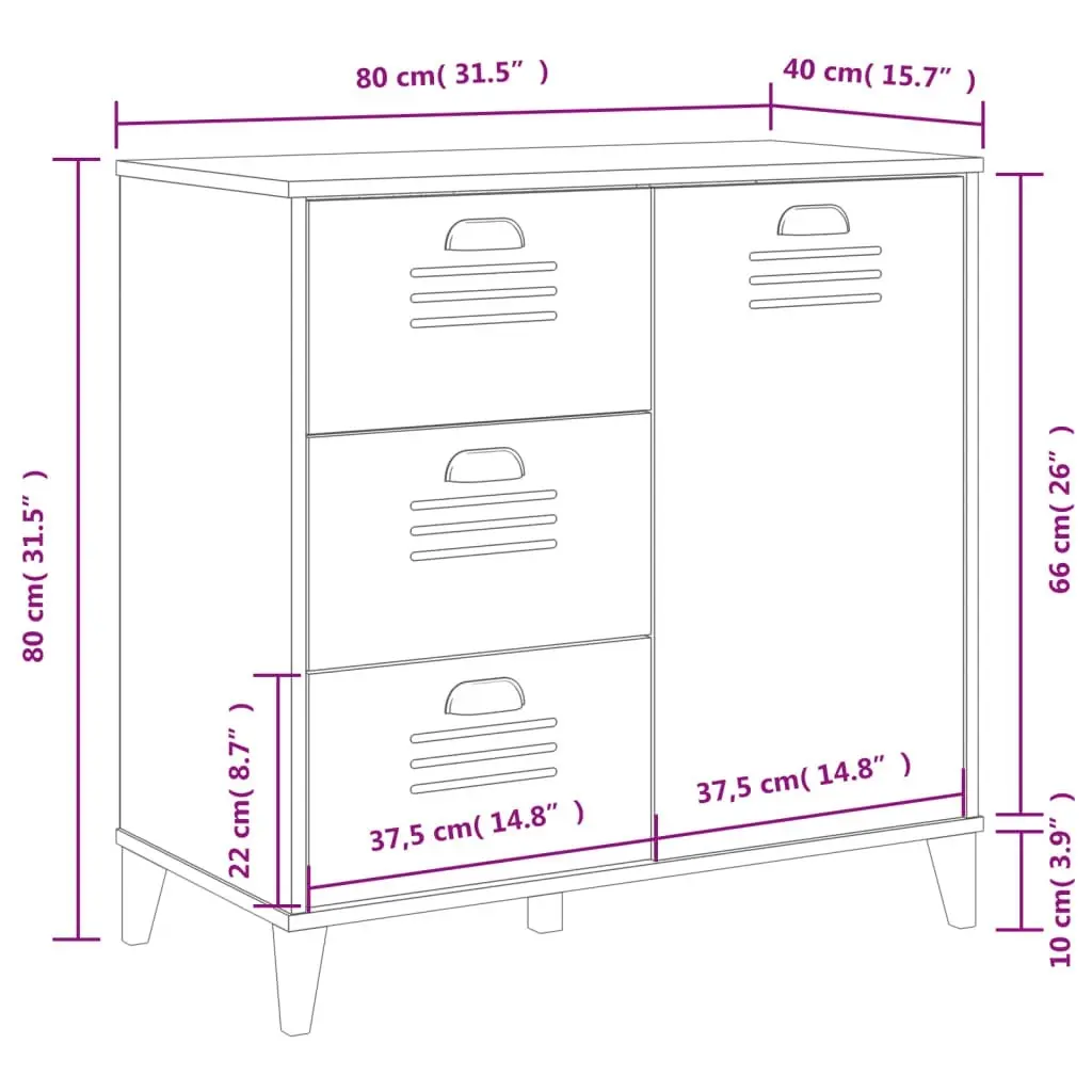 Sideboard VIKEN Black 80x40x80 cm Engineered Wood 374939