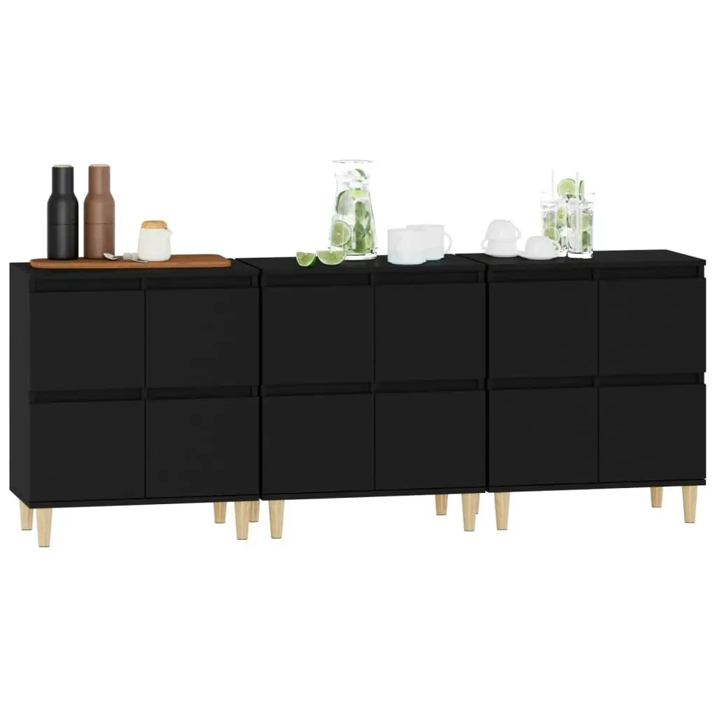 Sideboards 3 pcs Black 60x35x70 cm Engineered Wood 3185768