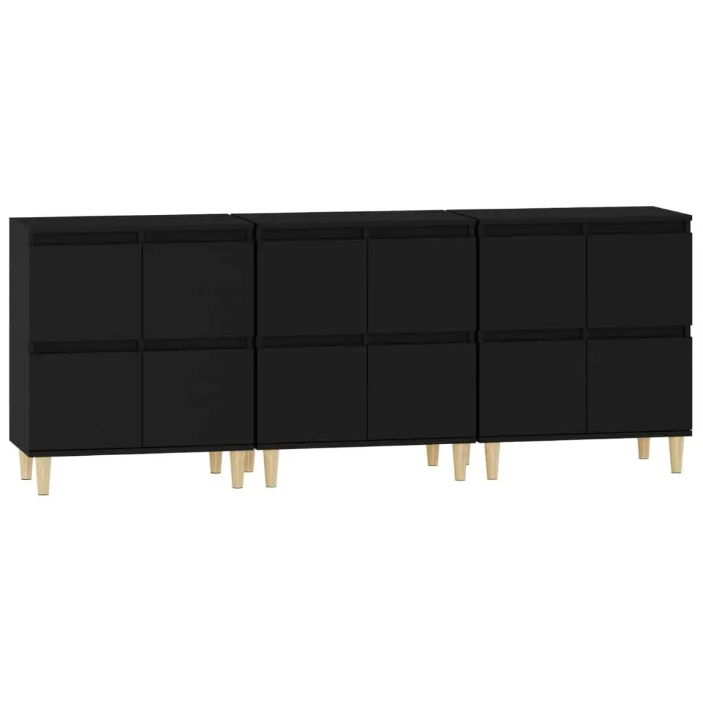 Sideboards 3 pcs Black 60x35x70 cm Engineered Wood 3185768