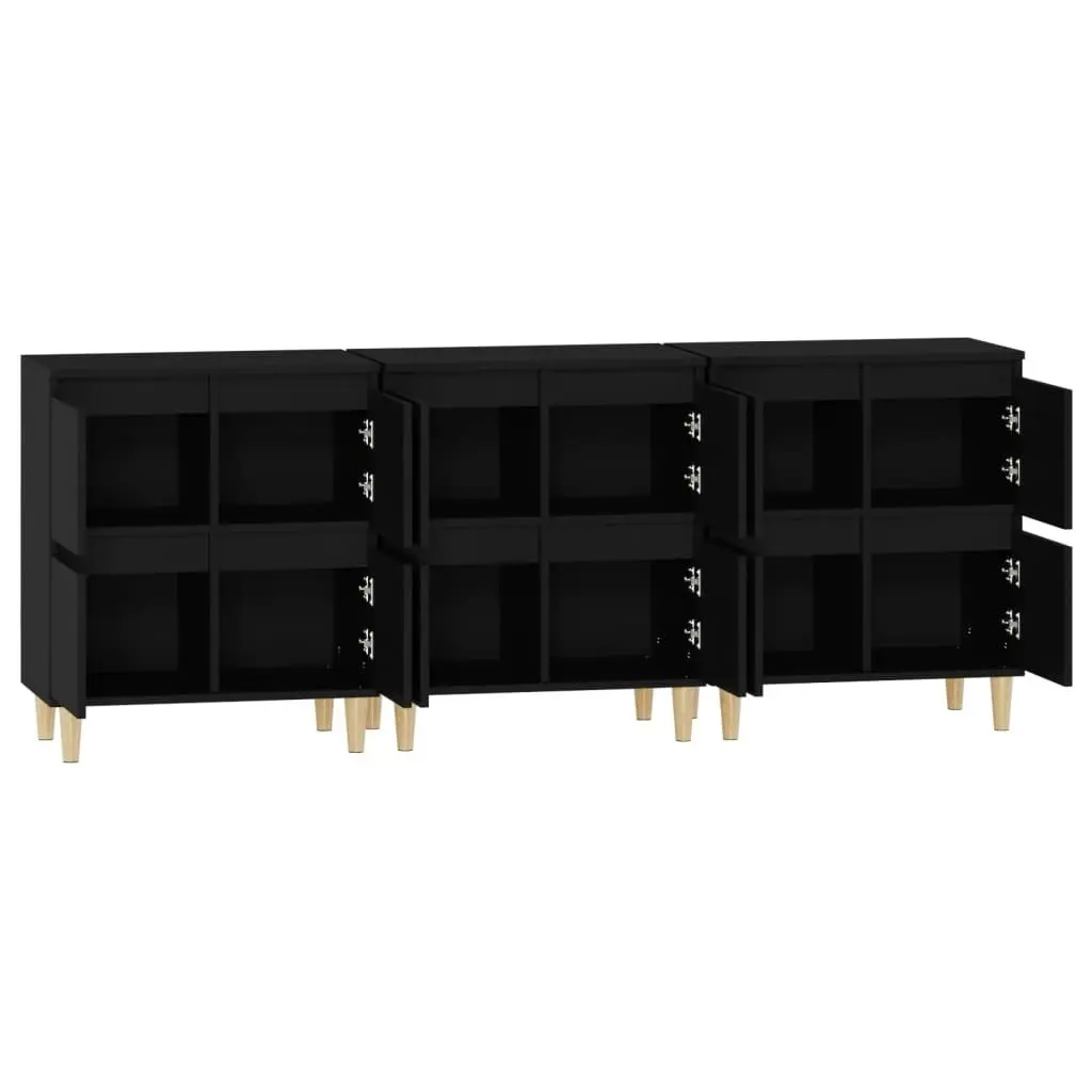 Sideboards 3 pcs Black 60x35x70 cm Engineered Wood 3185768