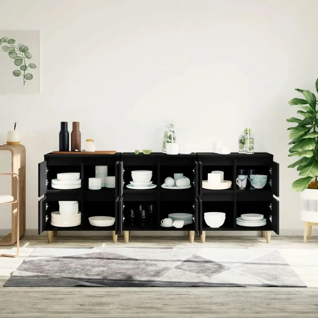 Sideboards 3 pcs Black 60x35x70 cm Engineered Wood 3185768